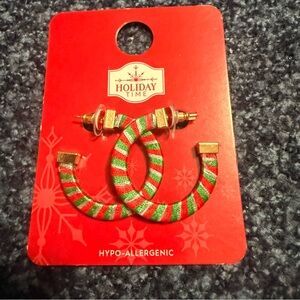 Holiday Time Festive Red and Green Earrings